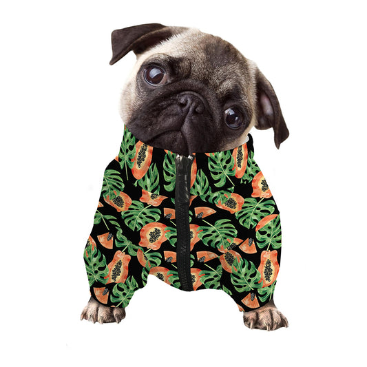 Tropical Papaya Pattern Print Dog Zip Up Jacket