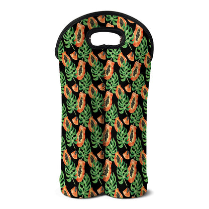 Tropical Papaya Pattern Print Double Neoprene Wine Tote