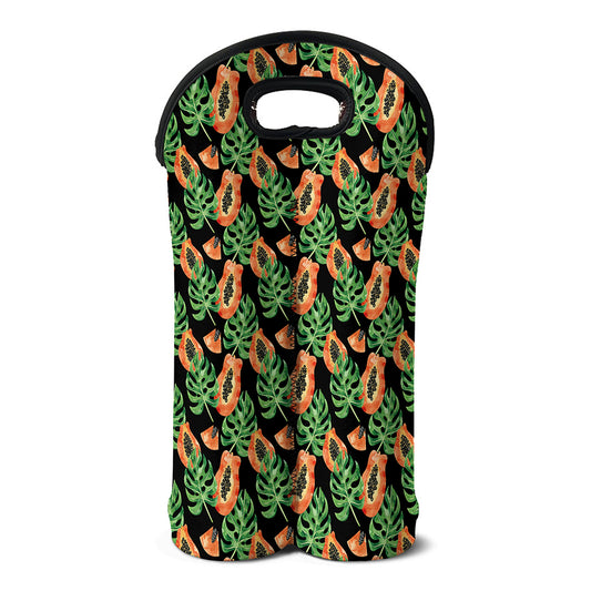 Tropical Papaya Pattern Print Double Neoprene Wine Tote