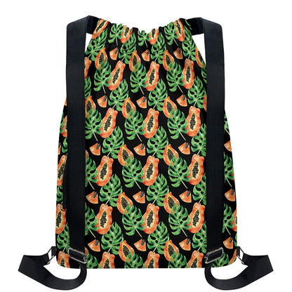 Tropical Papaya Pattern Print Drawstring Backpack