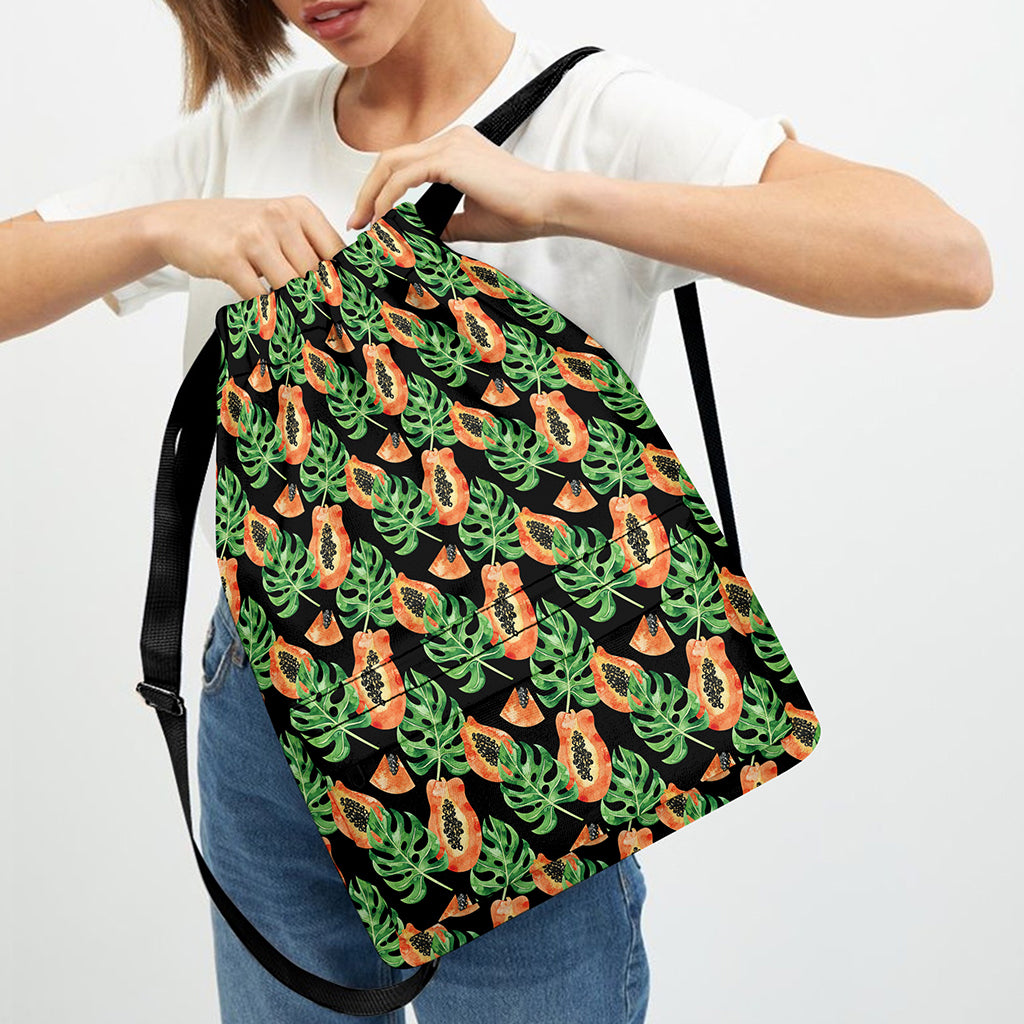 Tropical Papaya Pattern Print Drawstring Backpack