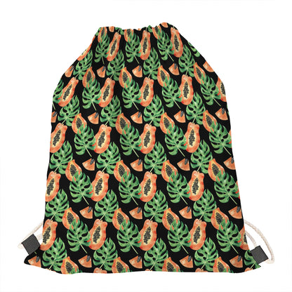 Tropical Papaya Pattern Print Drawstring Bag