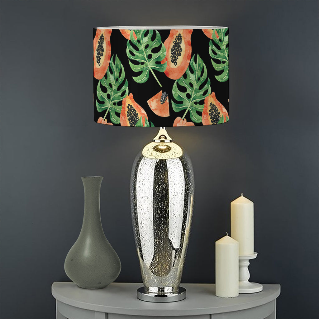 Tropical Papaya Pattern Print Drum Lamp Shade