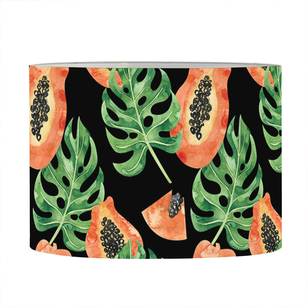 Tropical Papaya Pattern Print Drum Lamp Shade