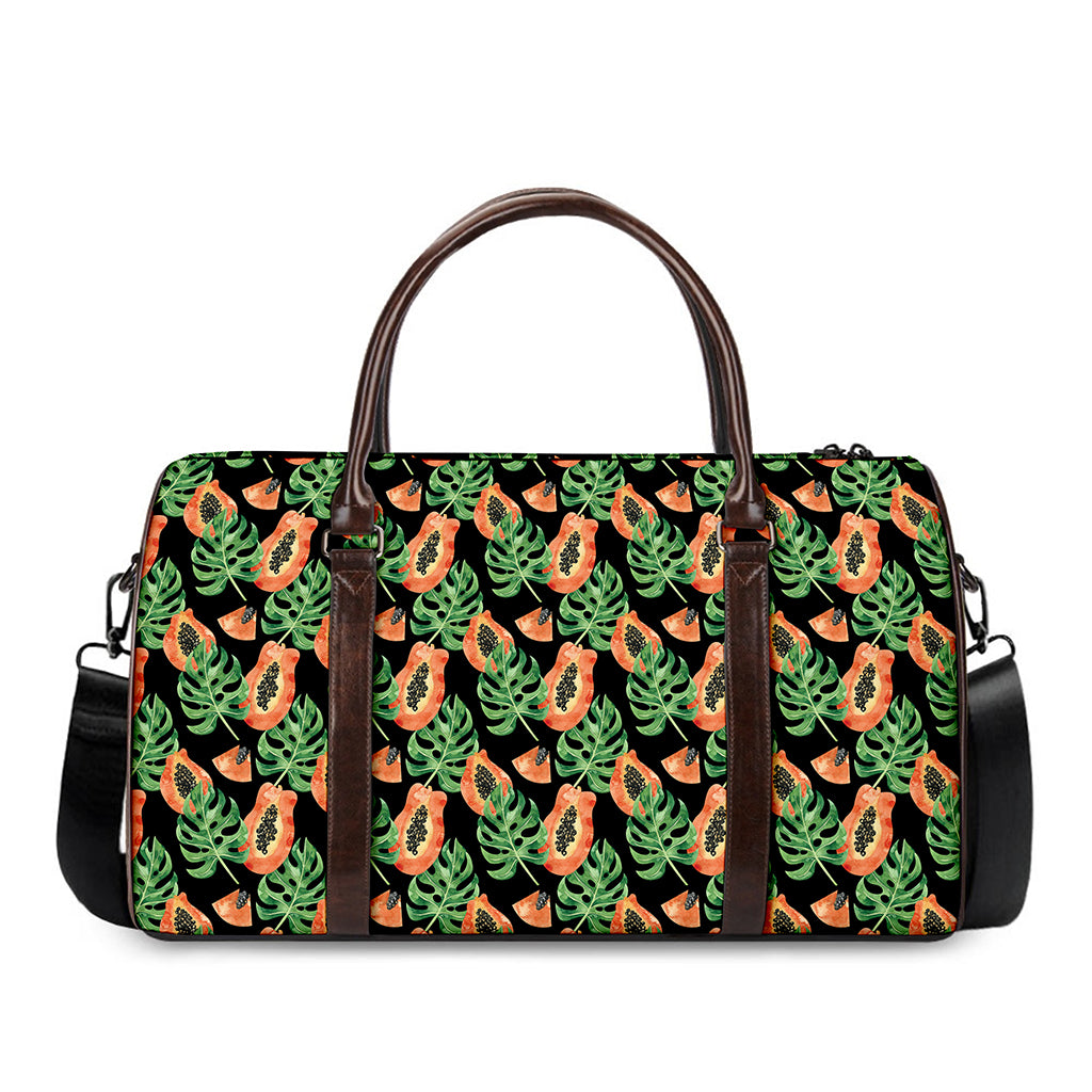Tropical Papaya Pattern Print Duffle Bag