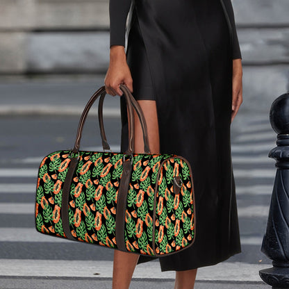 Tropical Papaya Pattern Print Duffle Bag