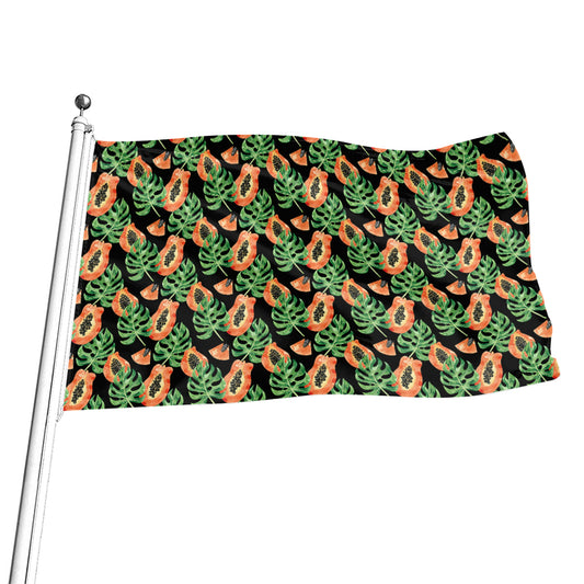 Tropical Papaya Pattern Print Flag