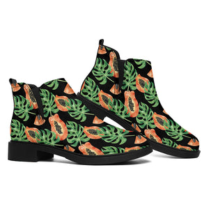 Tropical Papaya Pattern Print Flat Ankle Boots