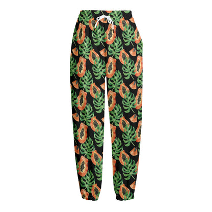 Tropical Papaya Pattern Print Fleece Lined Knit Pants