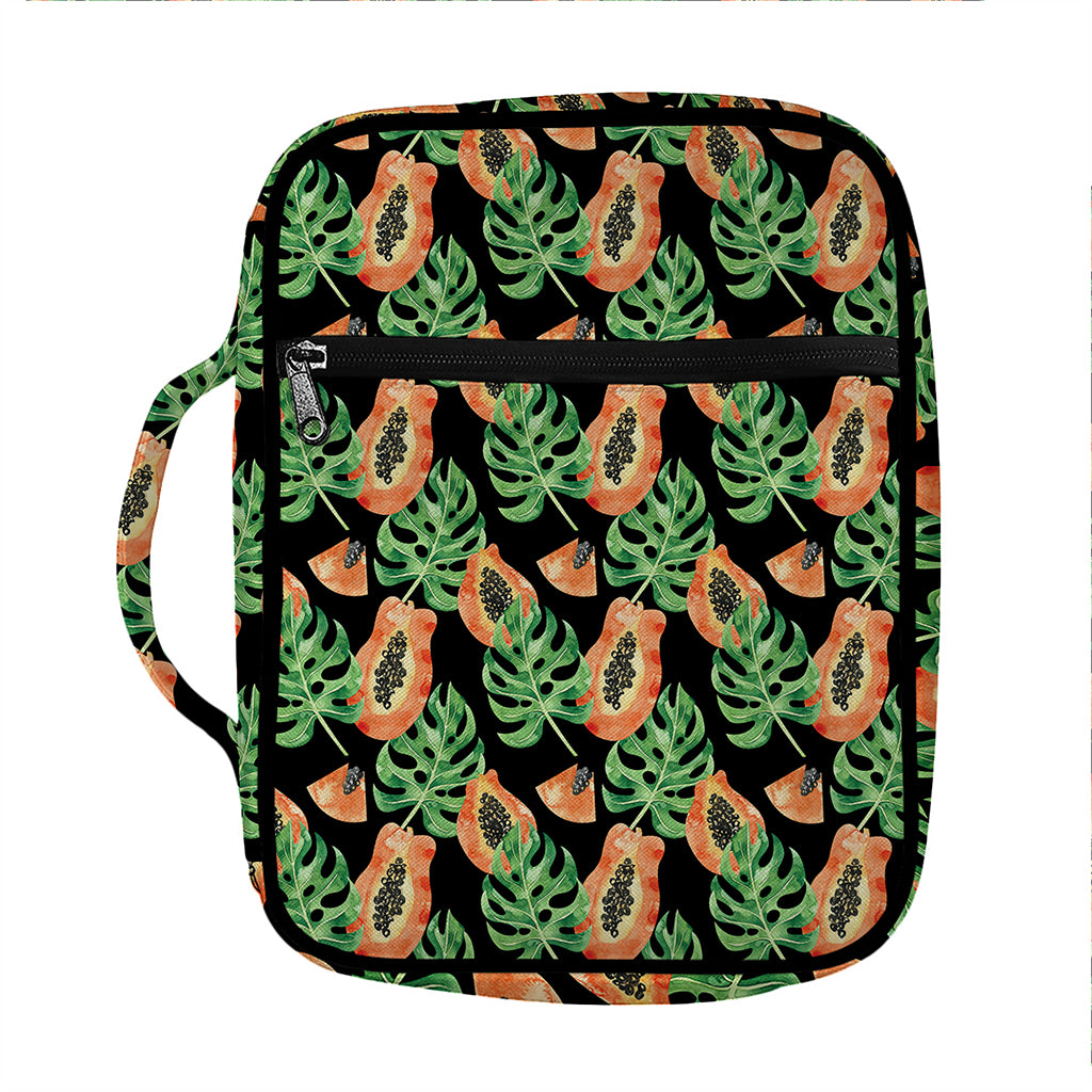 Tropical Papaya Pattern Print Front Pocket Bible Bag