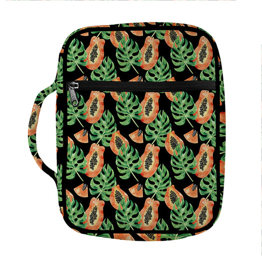 Tropical Papaya Pattern Print Front Pocket Bible Bag