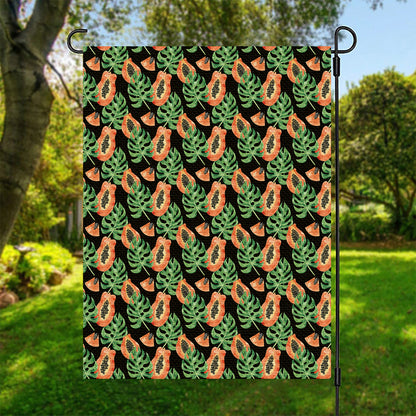 Tropical Papaya Pattern Print Garden Flag