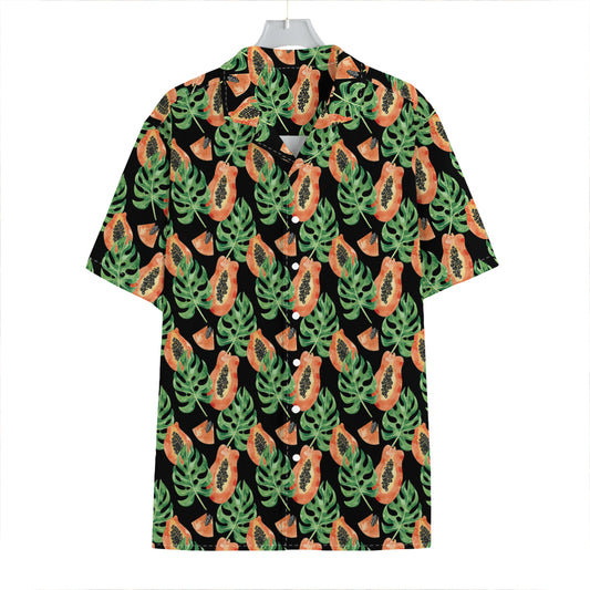 Tropical Papaya Pattern Print Hawaiian Shirt