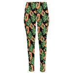 Tropical Papaya Pattern Print High-Waisted Pocket Leggings