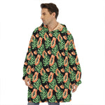 Tropical Papaya Pattern Print Hoodie Blanket