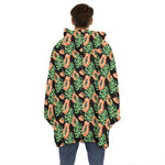Tropical Papaya Pattern Print Hoodie Blanket
