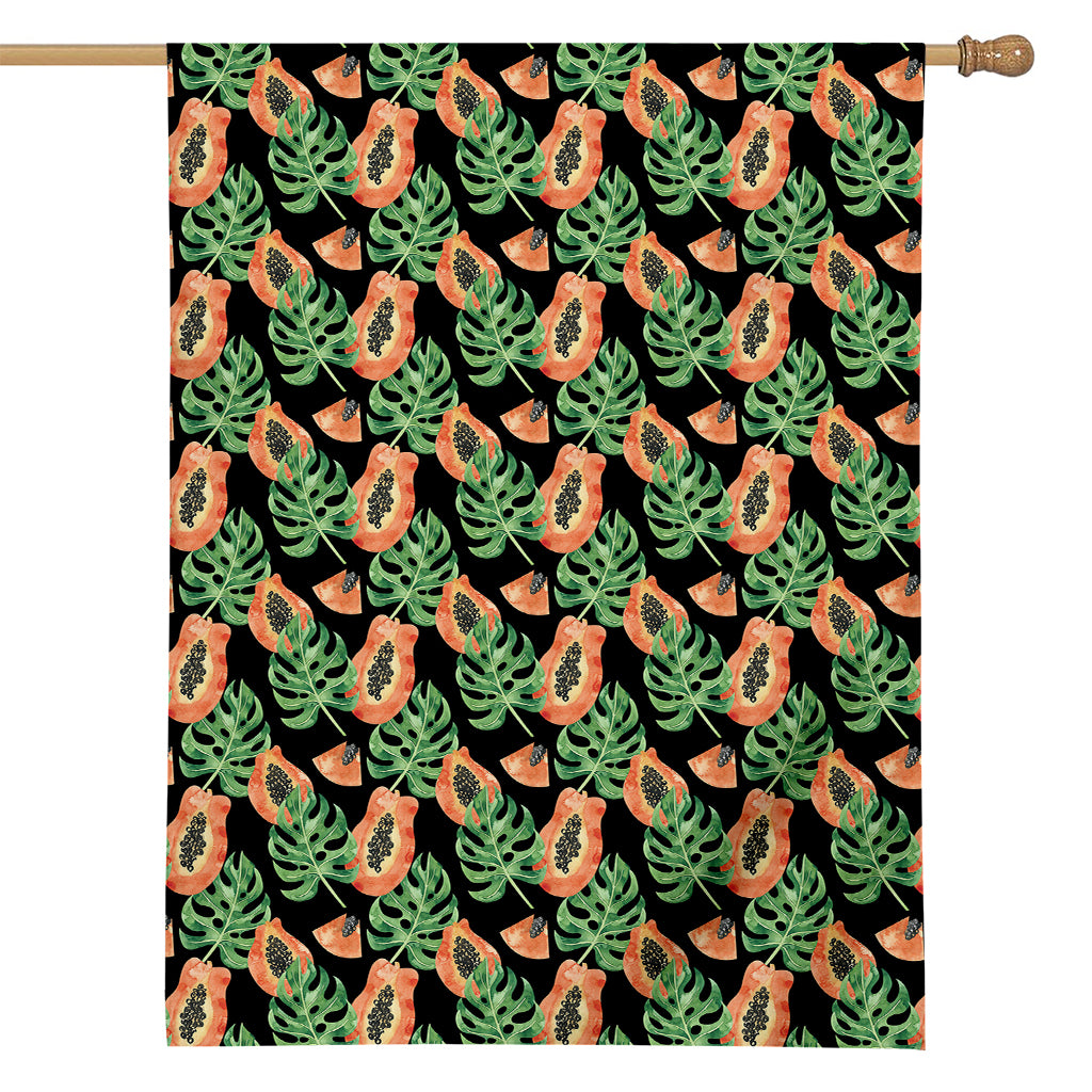 Tropical Papaya Pattern Print House Flag