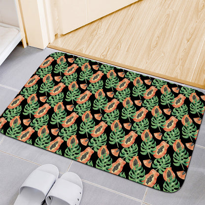 Tropical Papaya Pattern Print Indoor Door Mat