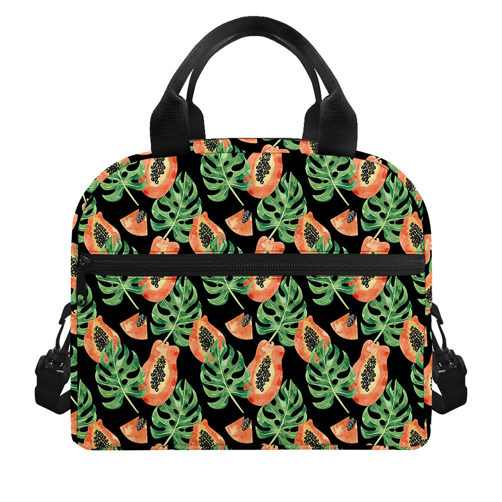 Tropical Papaya Pattern Print Insulated Lunch Bag