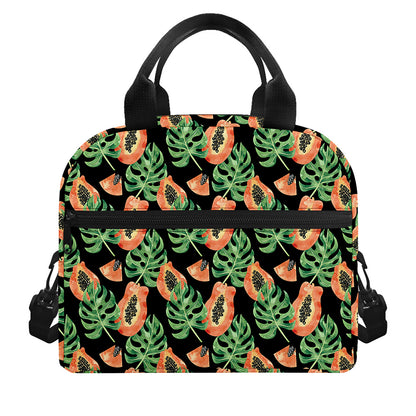 Tropical Papaya Pattern Print Insulated Lunch Bag