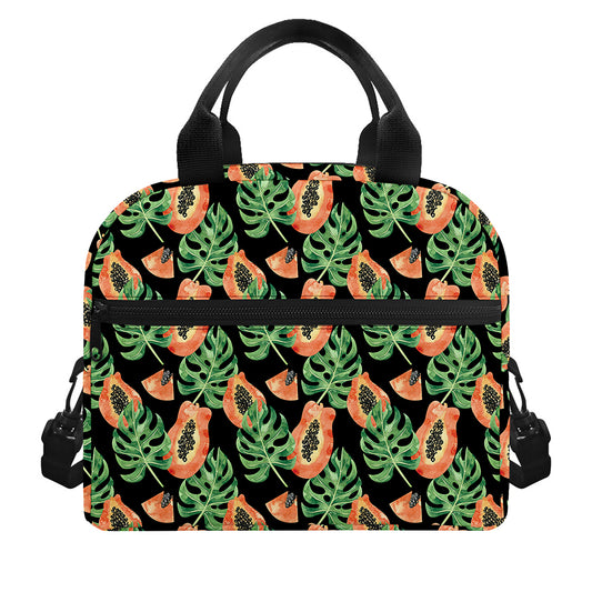 Tropical Papaya Pattern Print Insulated Lunch Bag
