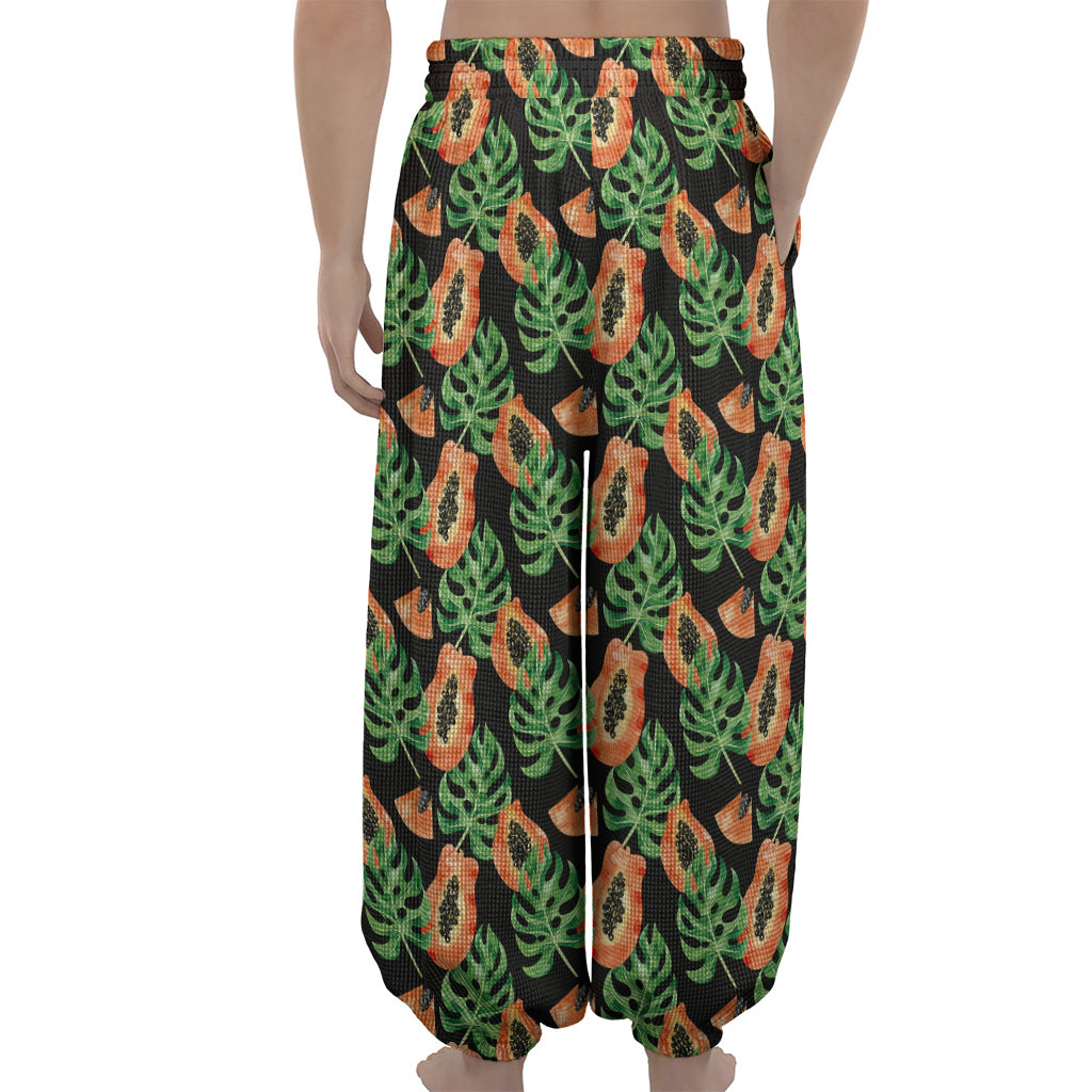 Tropical Papaya Pattern Print Lantern Pants