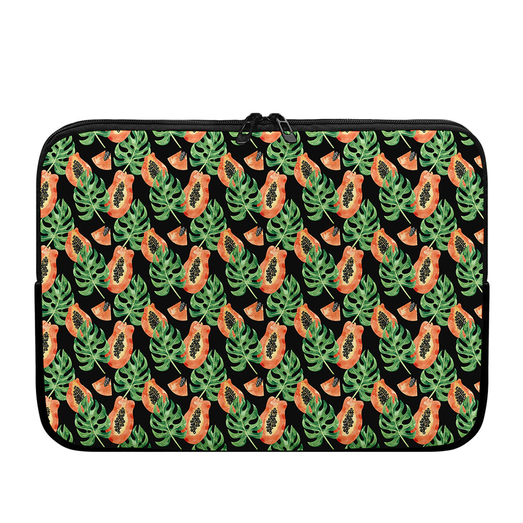 Tropical Papaya Pattern Print Laptop Sleeve