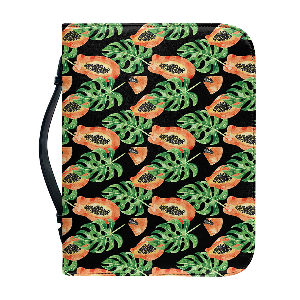 Tropical Papaya Pattern Print Leather Bible Cover