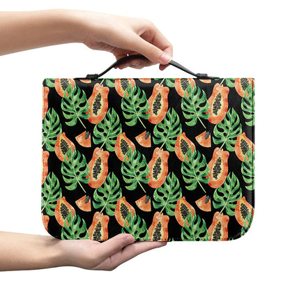 Tropical Papaya Pattern Print Leather Bible Cover