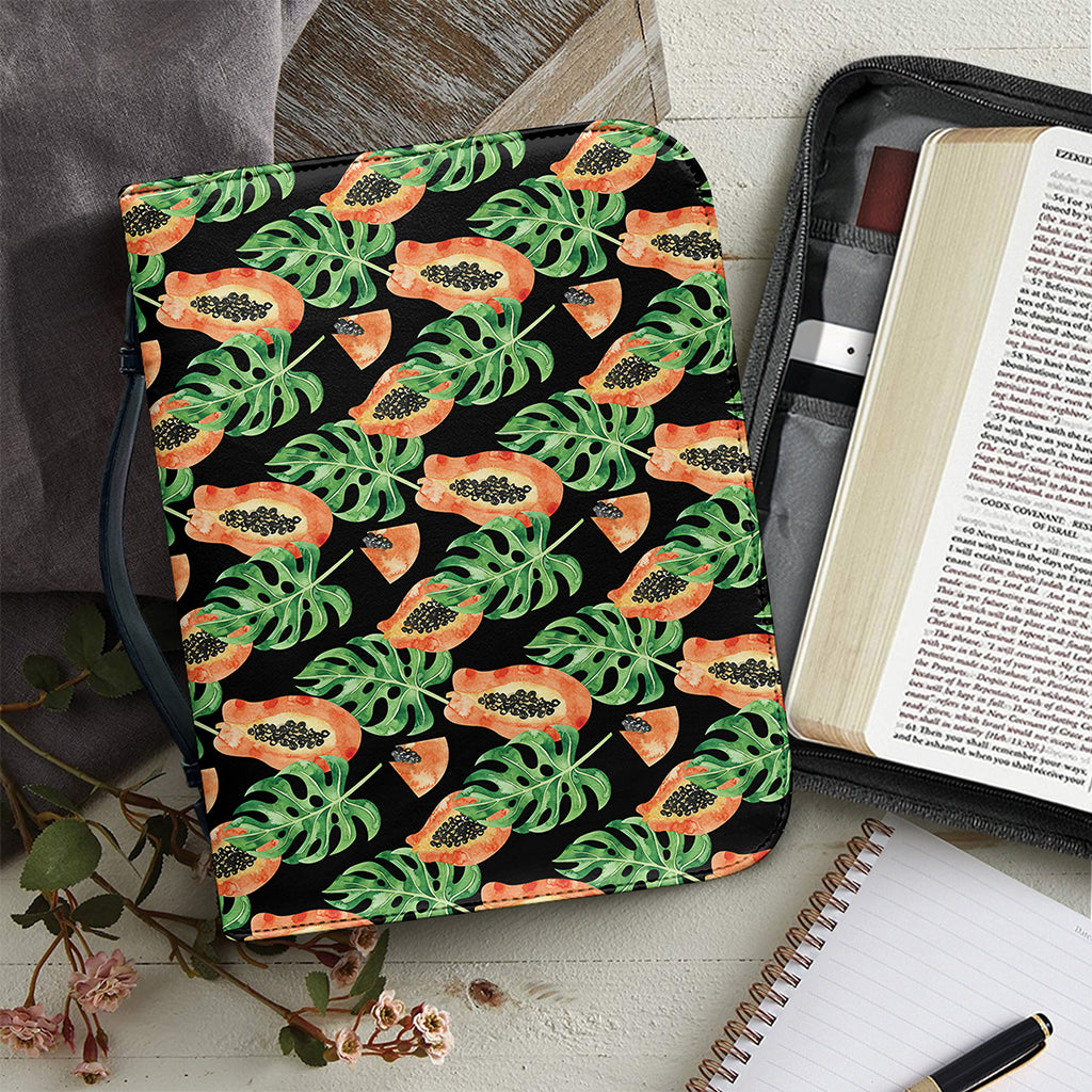 Tropical Papaya Pattern Print Leather Bible Cover