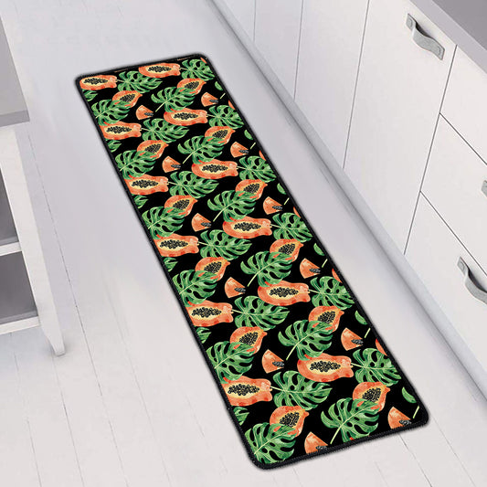 Tropical Papaya Pattern Print Long Kitchen Mat