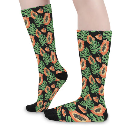 Tropical Papaya Pattern Print Long Socks