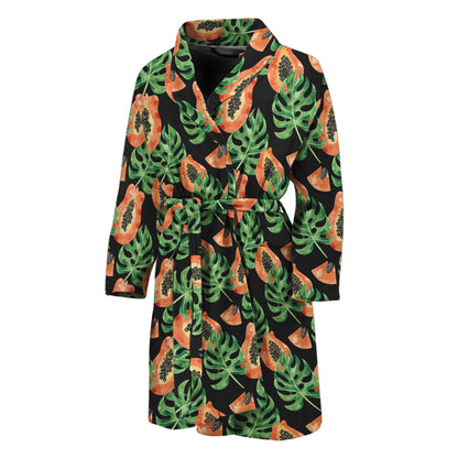 Tropical Papaya Pattern Print Men's Bathrobe