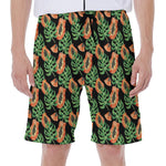Tropical Papaya Pattern Print Men's Beach Shorts