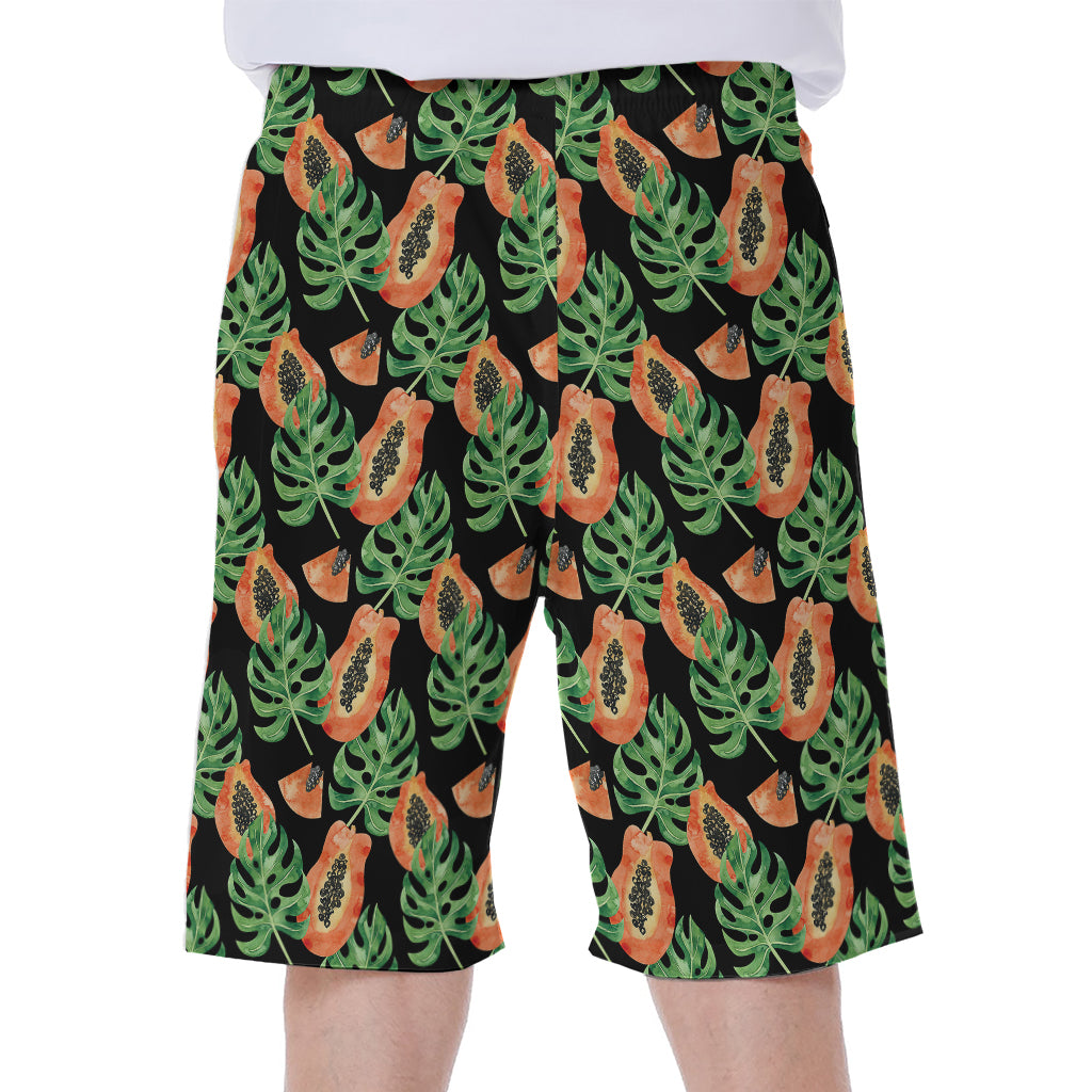 Tropical Papaya Pattern Print Men's Beach Shorts