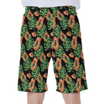 Tropical Papaya Pattern Print Men's Beach Shorts
