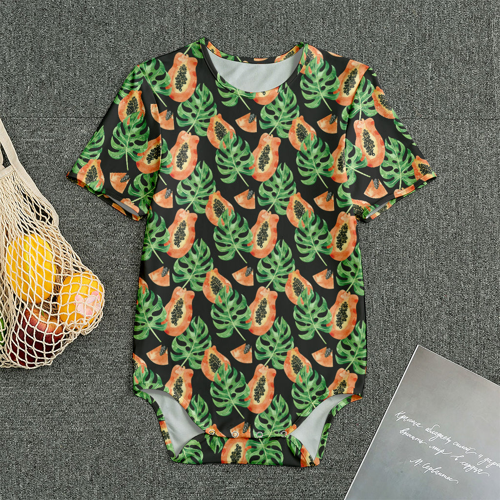 Tropical Papaya Pattern Print Men's Bodysuit