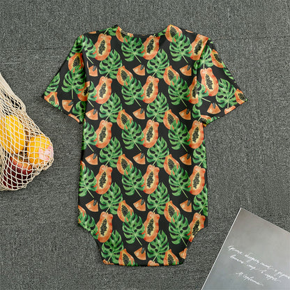 Tropical Papaya Pattern Print Men's Bodysuit