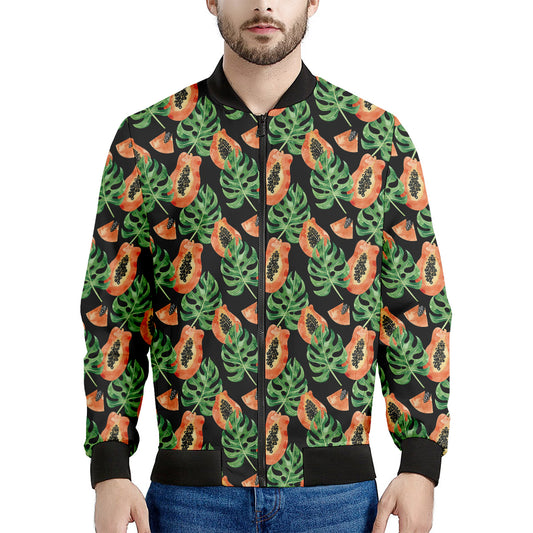 Tropical Papaya Pattern Print Men's Bomber Jacket