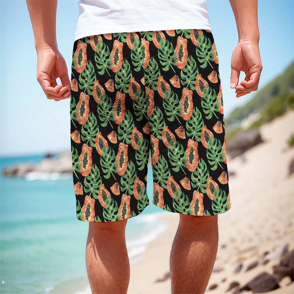 Tropical Papaya Pattern Print Men's Cargo Shorts