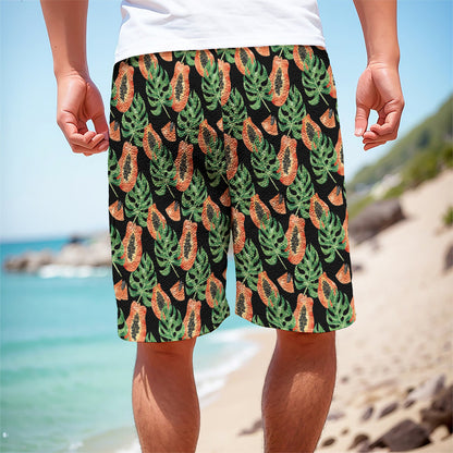 Tropical Papaya Pattern Print Men's Cargo Shorts