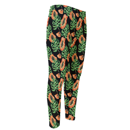 Tropical Papaya Pattern Print Men's Compression Pants