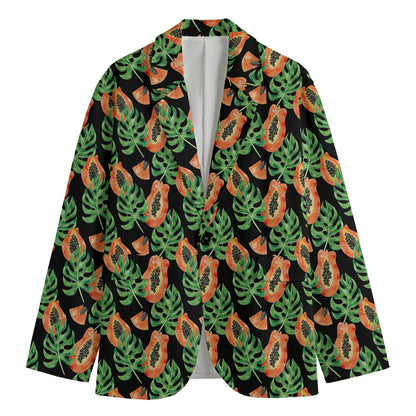 Tropical Papaya Pattern Print Men's Cotton Blazer