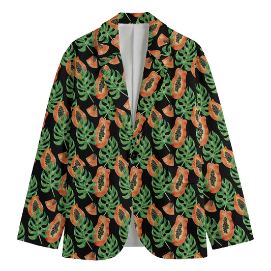 Tropical Papaya Pattern Print Men's Cotton Blazer
