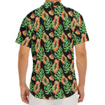 Tropical Papaya Pattern Print Men's Deep V-Neck Shirt