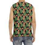 Tropical Papaya Pattern Print Men's Fitness Tank Top