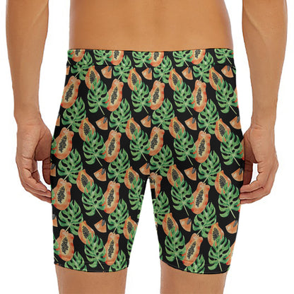 Tropical Papaya Pattern Print Men's Long Boxer Briefs