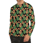 Tropical Papaya Pattern Print Men's Long Sleeve Rash Guard