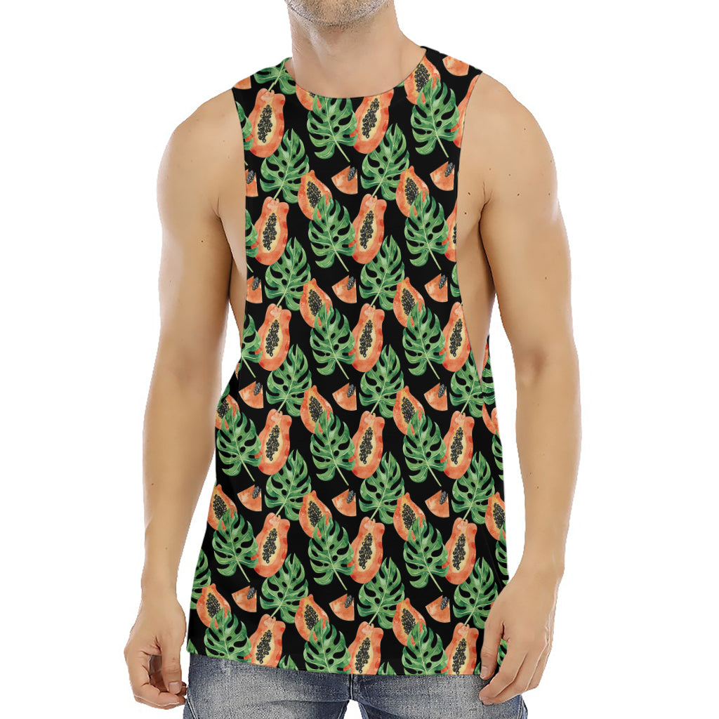 Tropical Papaya Pattern Print Men's Muscle Tank Top