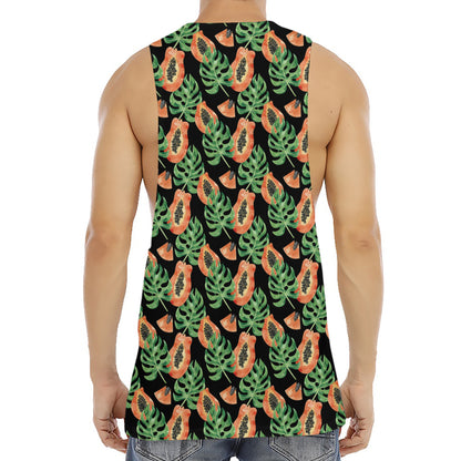 Tropical Papaya Pattern Print Men's Muscle Tank Top